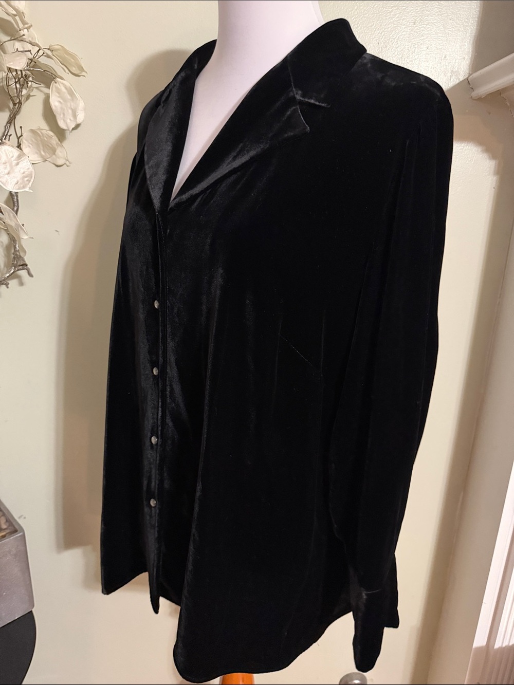 Ralph Lauren Black Velvet Button-Down Shirt Size 20W - Picture 6 of 6